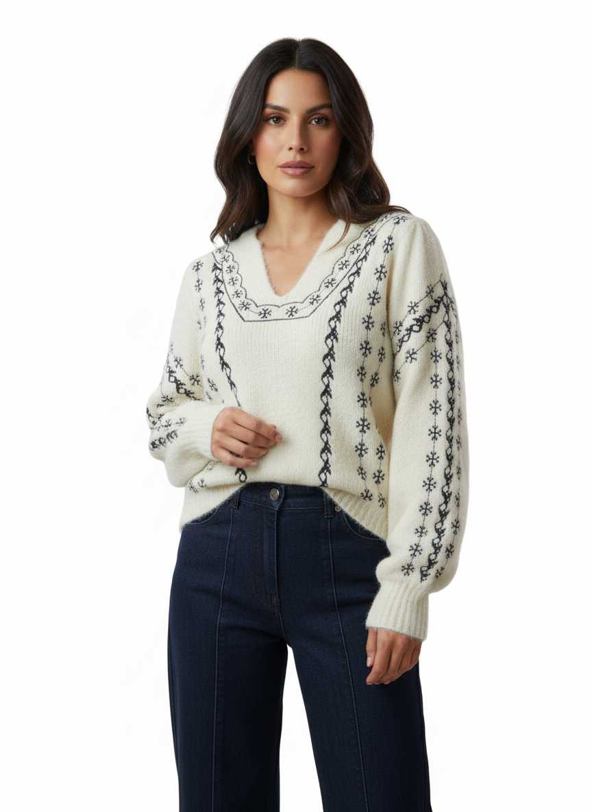 Modelo con chaleco nieve de mangas largas